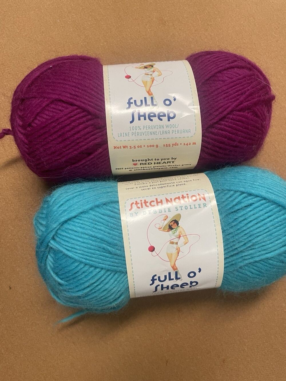 Red Heart Yarn Stitch Nation. Full ‘o Sheep 2 Pack Aquamarine Passion Fruit